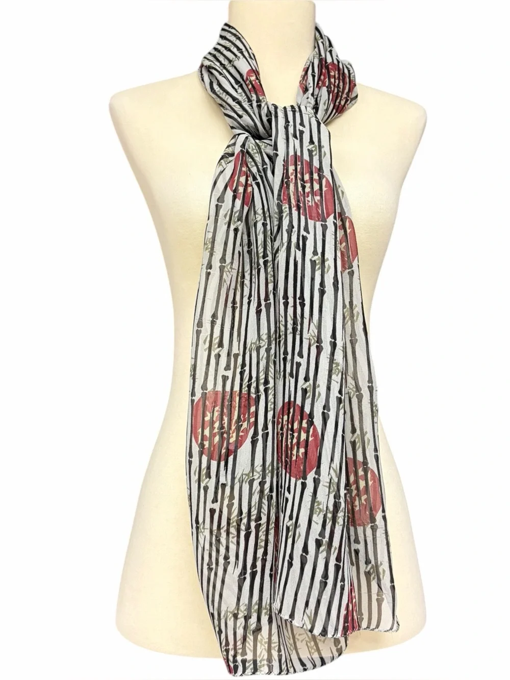 Chico’s 100% Silk Goth Skeleton Bones Rose Print Scarf 64” x 14”
